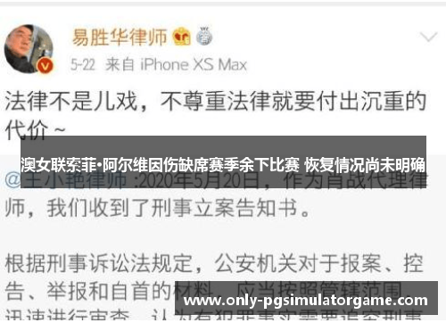 澳女联索菲·阿尔维因伤缺席赛季余下比赛 恢复情况尚未明确