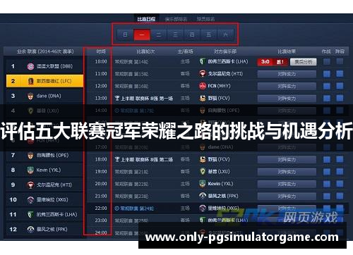评估五大联赛冠军荣耀之路的挑战与机遇分析